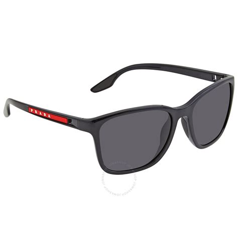 Prada Linea Rossa Dark Grey Rectangular Men's Sunglasses PS 